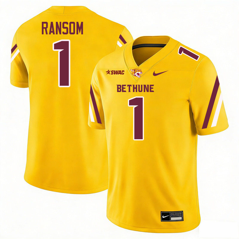 Bethune-Cookman Wildcats #1 Cam'Ron Ransom College Football Jerseys,Uniforms-Gold